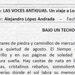 Bajo un techo de paja: Alfonso Arroyo, por Alejandro López Andrada