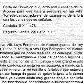 Comisión a Luis Fernández de Alcocer, año 1478 Comisión a Luis Fernández de Alcocer, año 1478